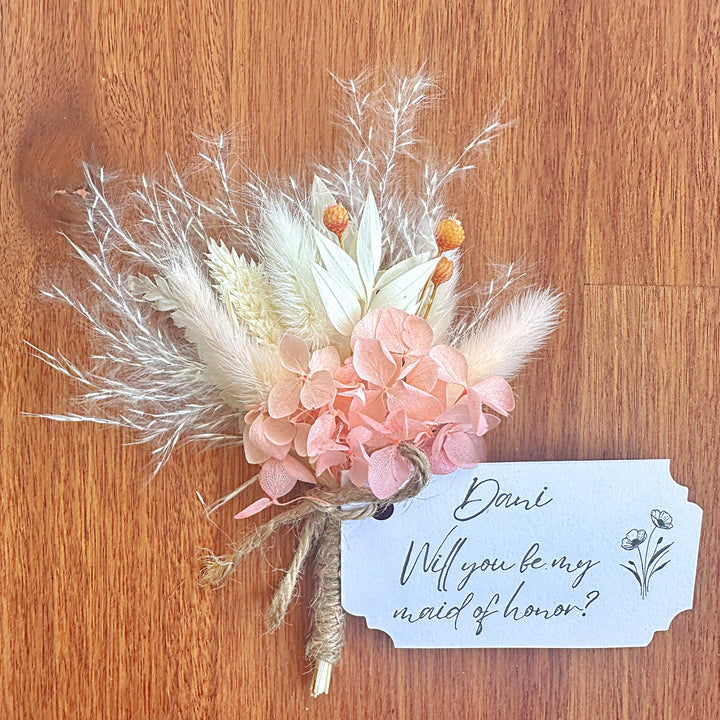 Pink and White Mini Posies with Personalised Gift Tag - Will You Be My Bridesmaid Gift - Flower Girl - Bridesmaid Proposal - Mini Bouquet