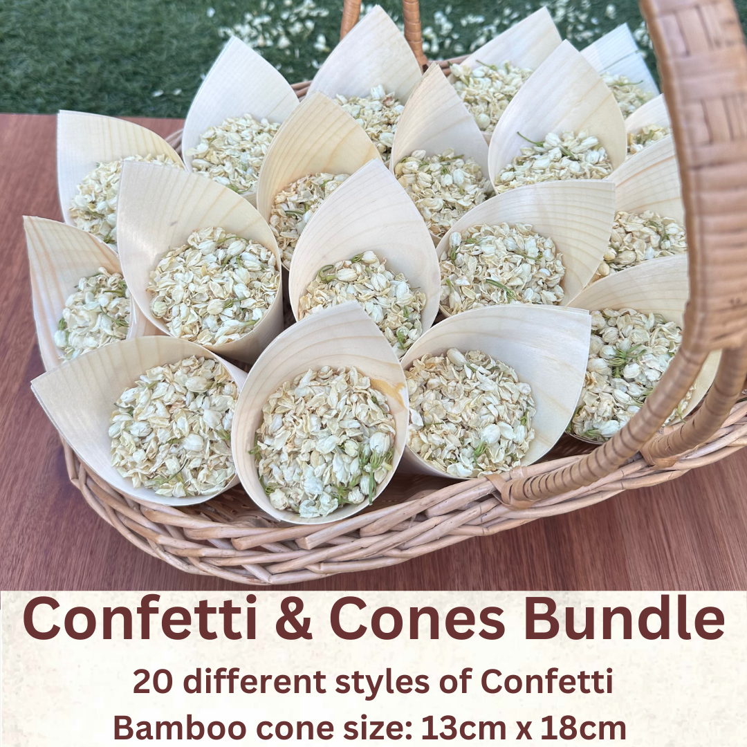 Dried Flower Confetti and Cones Bundle for Bride and Groom Exit Photo