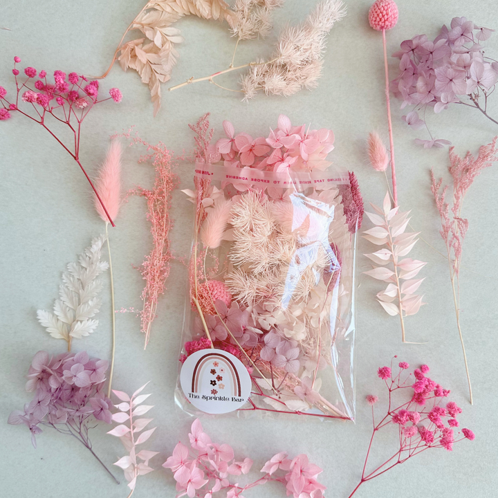 Pink & Purple	Dried Flower Packs for Cake Toppers - Natural Dried Flowers