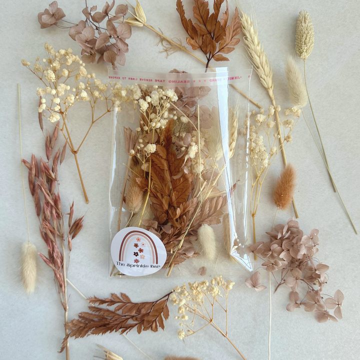 Natural Tones Dried Flower Packs for Cake Toppers - Natural Dried Flowers