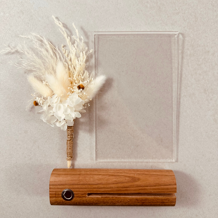 White Mini Posy Flower Photo Frame - Unique Wedding Favour - Bridesmaid Gift - His Her Gift - Boho Photo Stand