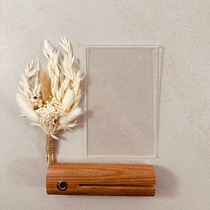 Beige & White Mini Posy Flower Photo Frame - Unique Wedding Favour - Bridesmaid Gift - His Her Gift - Boho Photo Stand