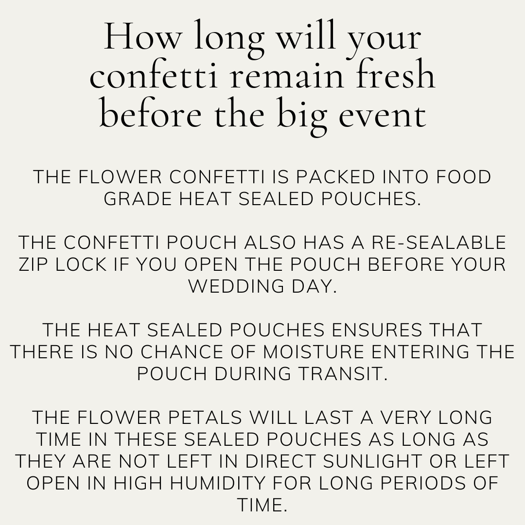 Biodegradable Confetti – Dried Flower Petal Wedding Confetti - How long does my confetti last - The Sprinkle Bar