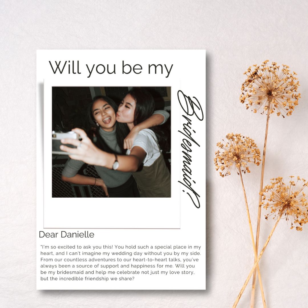 Editable Bridesmaid Proposal Card Template - Custom Photo Bridesmaid Message - Will You Be My Bridesmaid - The Sprinkle Bar