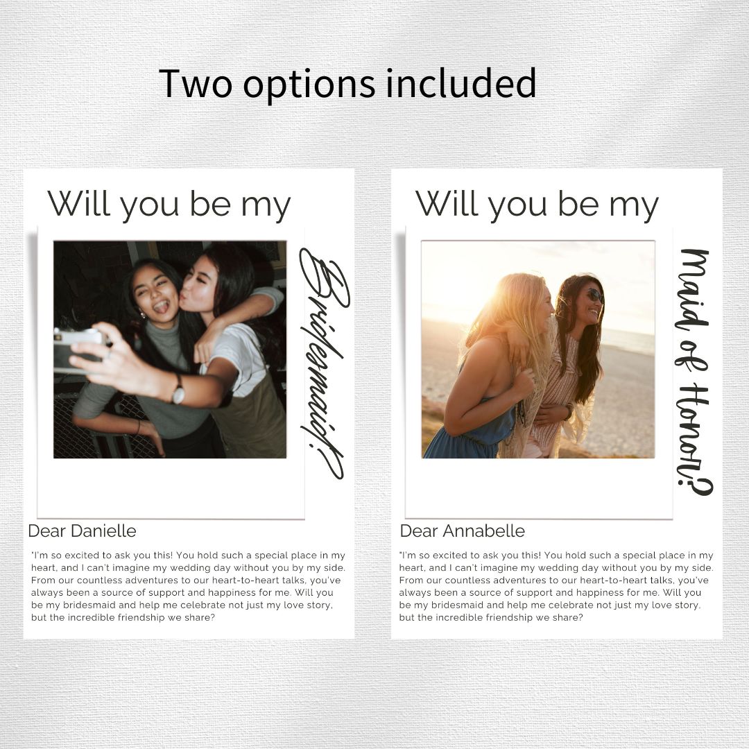 Editable Bridesmaid Proposal Card Template - Custom Photo Bridesmaid Message - Will You Be My Bridesmaid - The Sprinkle Bar