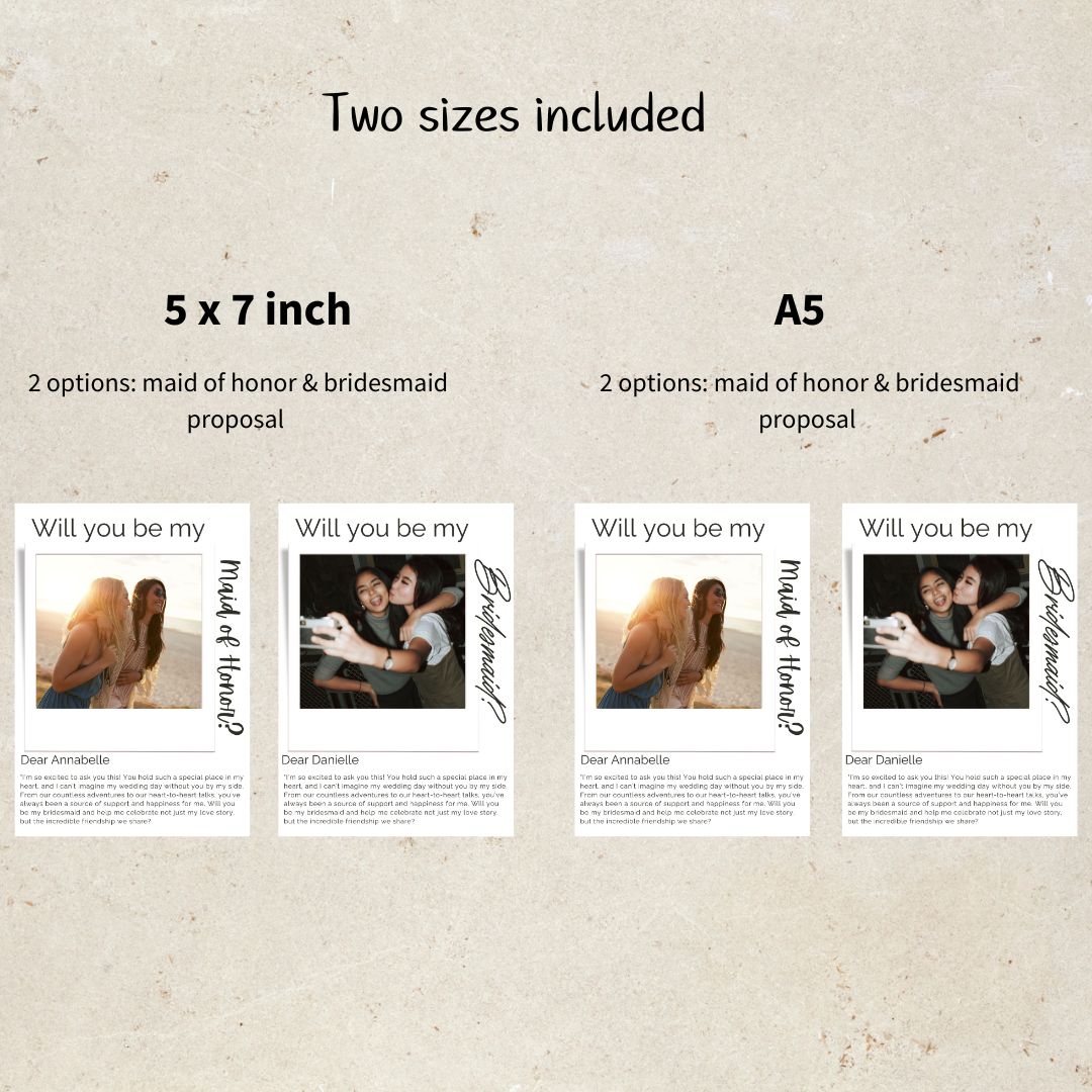 Editable Bridesmaid Proposal Card Template - Custom Photo Bridesmaid Message - Will You Be My Bridesmaid - The Sprinkle Bar