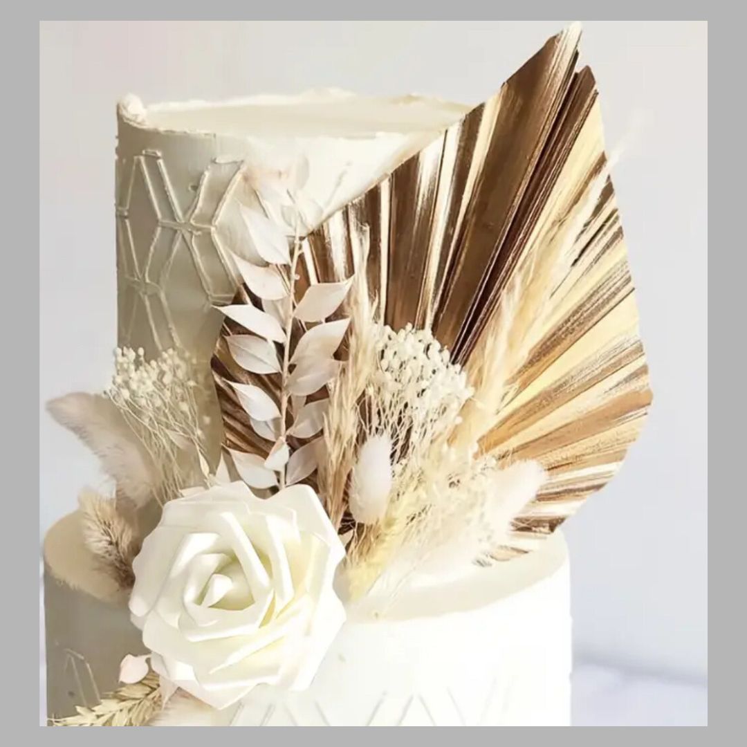 Gold Coloured Spear Palm Cake Topper Decoration - Natural Dried Flowers - Cake Decoration - Craft Supplies - The Sprinkle Bar