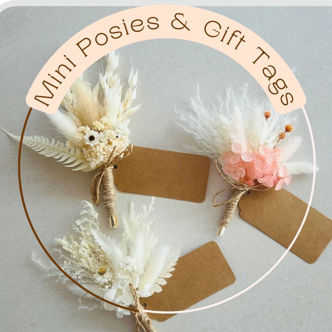 Mini Posies With Gift Tag - Bridesmaid Gift Tag - DIY Gift Topper - Bridesmaid Proposal - Dried Flowers - The Sprinkle Bar