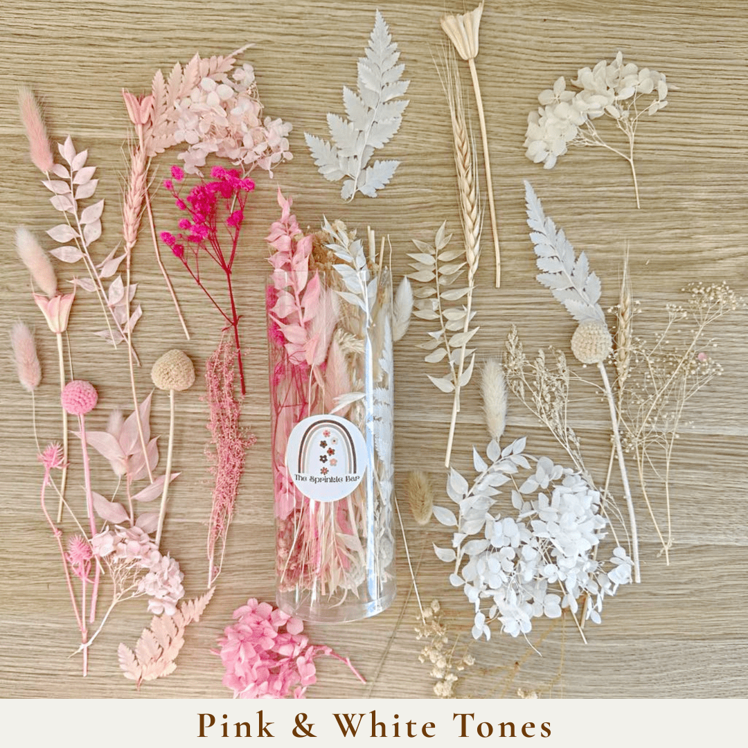 Pink and White Dried Flower Packs - Cake Topper - Real Dried Flowers - Resin Art Flowers - Dried Flowers - The Sprinkle Bar
