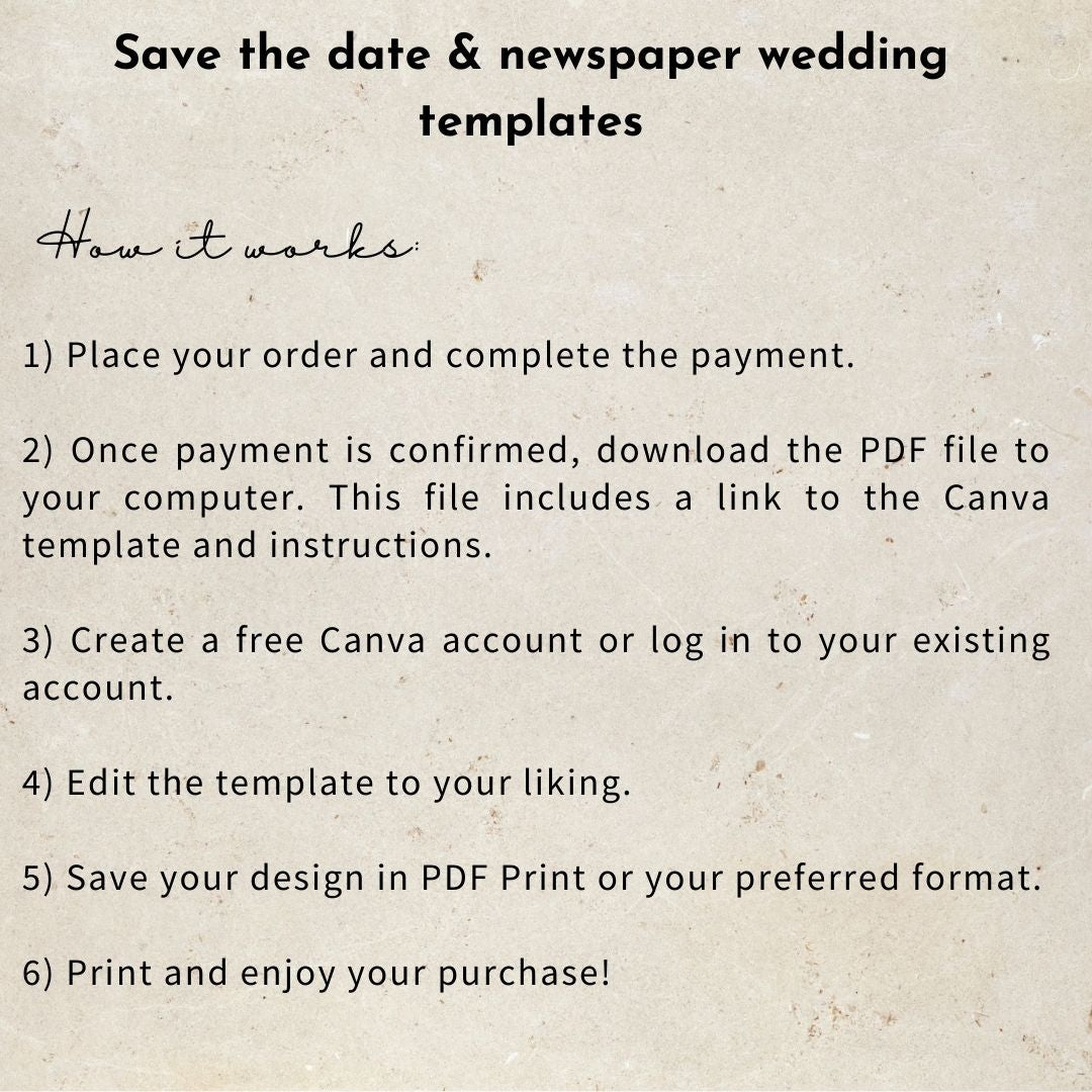 Personalised Wedding Newspaper Template and Photo - Custom Save the Date Announcement - Wedding Stationary - The Sprinkle Bar