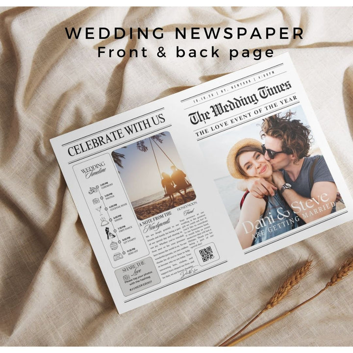 Personalised Wedding Newspaper Template and Photo - Custom Save the Date Announcement - Wedding Stationary - The Sprinkle Bar