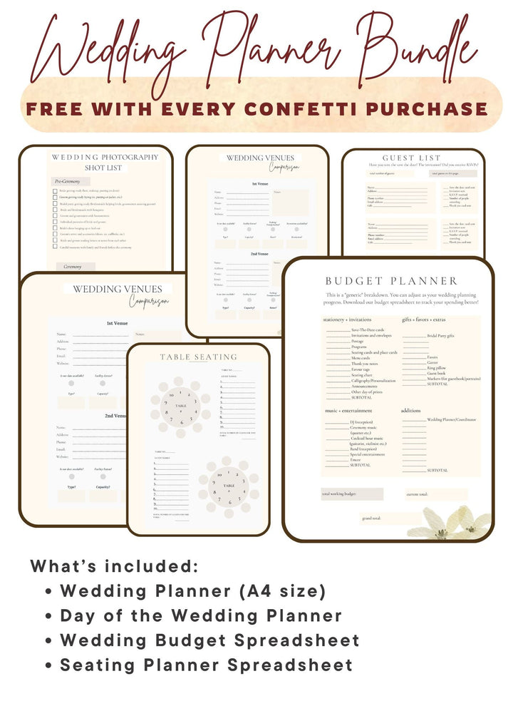 Wedding Planner Bundle - Google Sheet Wedding Budget + Wedding Checklist + Wedding Planner + Seating Chart - The Sprinkle Bar