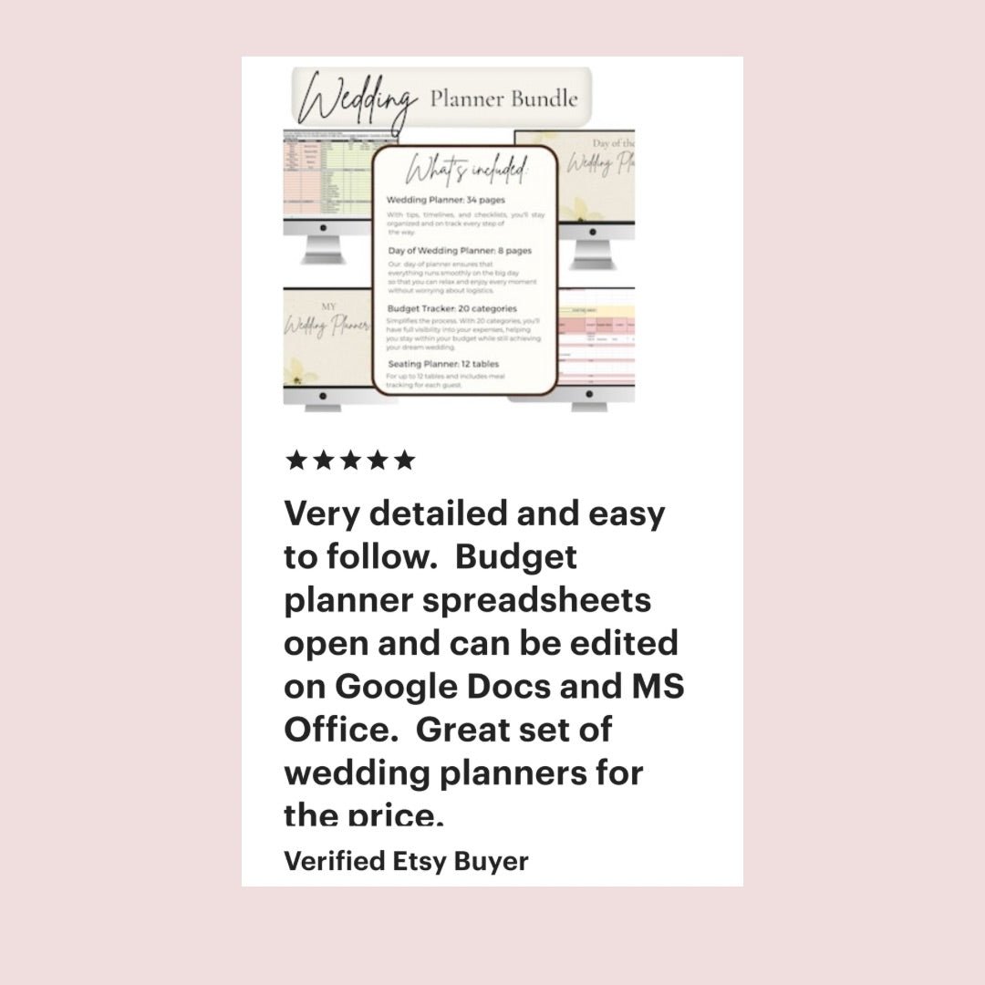 Wedding Planner Bundle - Google Sheet Wedding Budget + Wedding Checklist + Wedding Planner + Seating Chart - The Sprinkle Bar