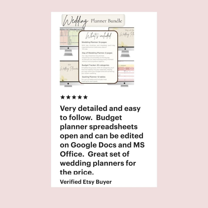 Wedding Planner Bundle - Google Sheet Wedding Budget + Wedding Checklist + Wedding Planner + Seating Chart - The Sprinkle Bar
