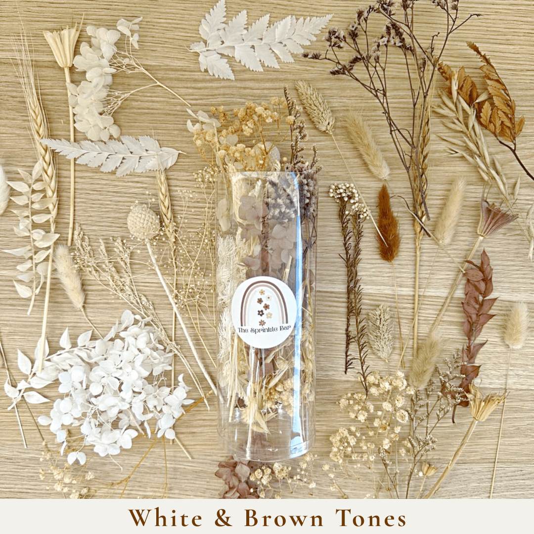 White and Brown Dried Flower Packs - Cake Topper - Real Dried Flowers - Resin Art Flowers - Dried Flowers - The Sprinkle Bar